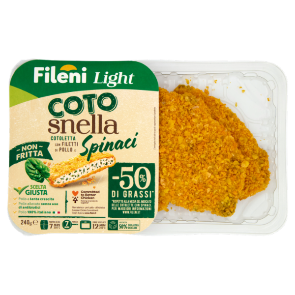 Fileni Light Cotosnella Cotoletta con Filetti di Pollo e Spinaci 0,240 kg