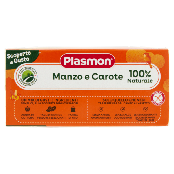 Plasmon Scoperte di Gusto Omogeneizzato Manzo e Carote 2 x 120 g