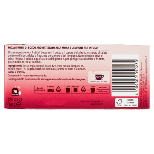 Pompadour Infuso Mora Lampone bustine 20 x 3 g