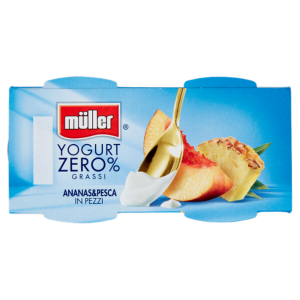 müller Yogurt Zero% Grassi Ananas&Pesca in Pezzi 2 x 125 g