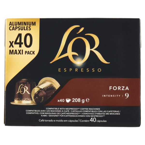 L'Or Espresso Forza 9- 40 Capsule Caffè Compatibili con Macchine Nespresso*® Original 208g