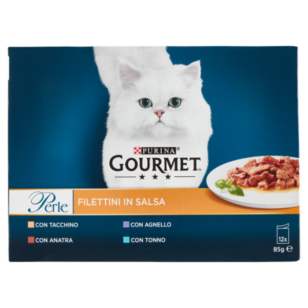 PURINA GOURMET Perle Filettini in Salsa Tacchino / Anatra / Agnello / Tonno 12 x 85 g