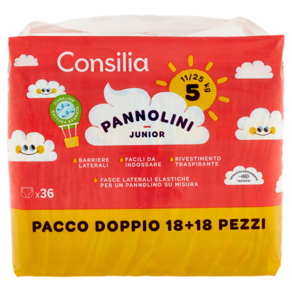Consilia Pannolini per Bambini Junior 11-25 kg 5 2x18 pezzi