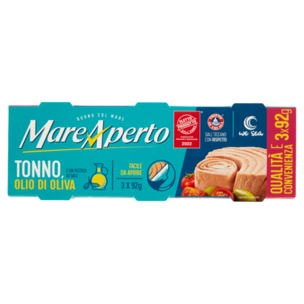 MareAperto Tonno, Olio di Oliva e un Pizzico di Sale 3 x 92 g