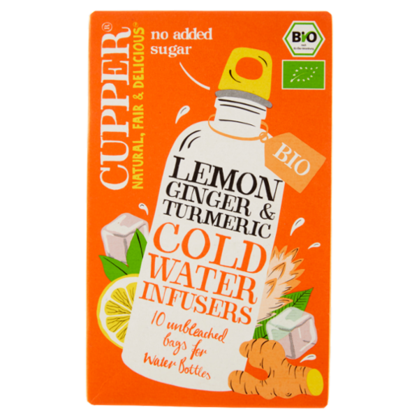 CUPPER Infuso a freddo Biologico di Limone, Zenzero e Curcuma 10 bustine