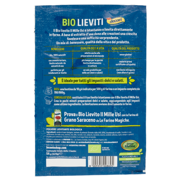 decorì Bio Lieviti il Mille Usi Buste 3 x 18 g