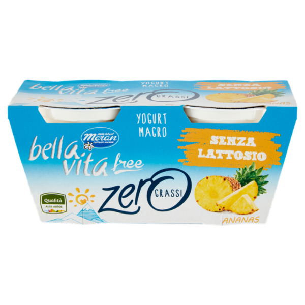 bella vita free Yogurt Magro Senza Lattosio Zero Grassi Ananas 2 x 125 g