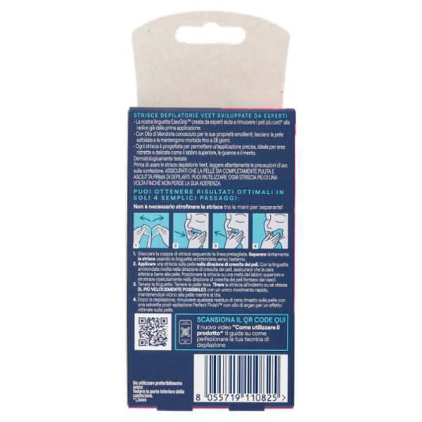 Veet Expert Strisce Viso Pelli Sensibili, 12 strisce