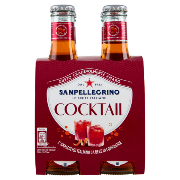 BIBITE SANPELLEGRINO, Bevande Gassate, Cocktail, Vetro 20 cl x 4