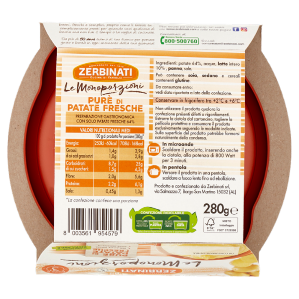 Zerbinati Le Monoporzioni Purè di Patate Fresche 280 g