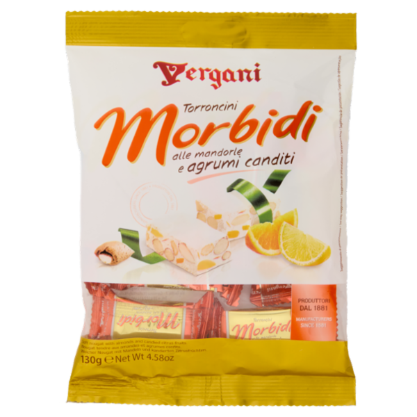 Vergani Torroncini Morbidi alle mandorle e agrumi canditi 130 g