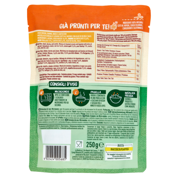 Nuova Terra Già Pronti per Te! Riso Rosso Farro, Orzo e Lenticchie 250 g