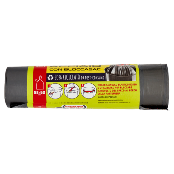 Domopak Spazzy Acciaio con Bloccasac 30 lt Pattumiera Media 52x60cm 15 pz