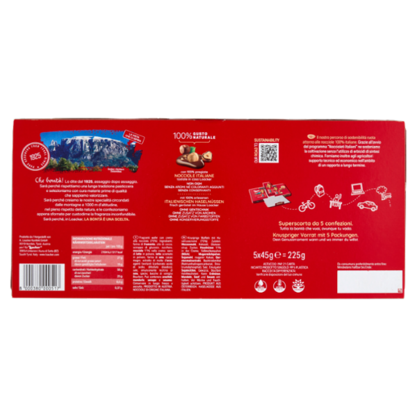 Loacker Classic Napolitaner Wafer con crema alle Nocciole 100% Italiane Wafers 45gx5