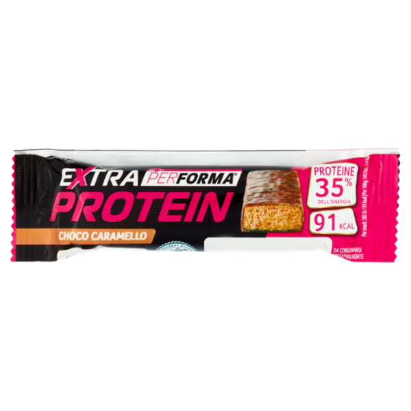 Performa Extra Protein Choco Caramello, barretta proteica, 91kcal per barretta, monopack da 27 g