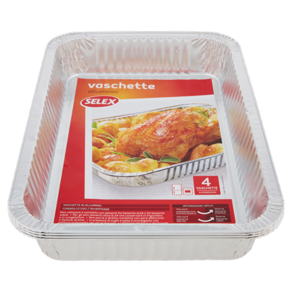 Selex Contenitore in Alluminio 31x21x4,5 cm 4 pezzi