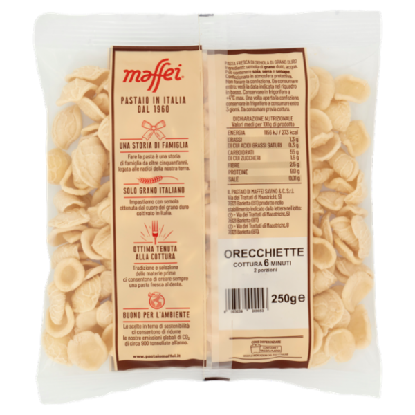 maffei Pasta Fresca di Semola di Grano Duro Orecchiette 250 g