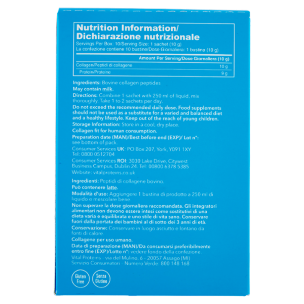 VITAL PROTEINS Collagen Peptides Integratore alimentare in polvere a base collagene bustine 10x10g