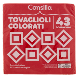 Consilia Tovaglioli 2 Veli 33x33 Cm Rosso 43 Pezzi