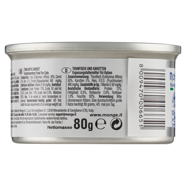 LeChat Natural Tonno con Carote 80 g