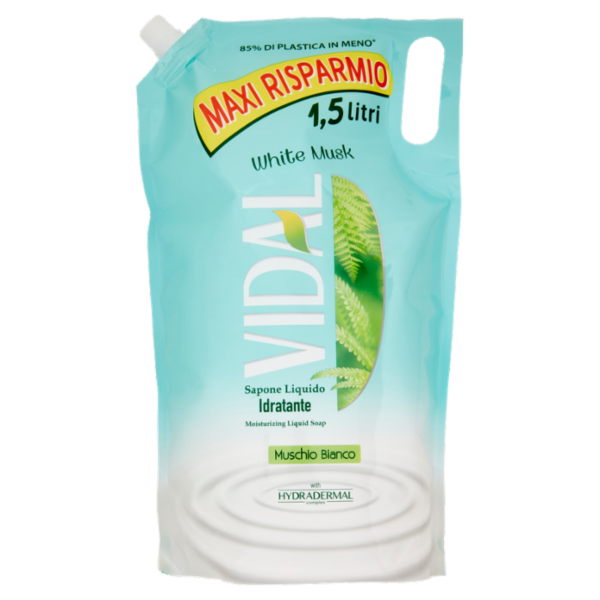 Vidal White Musk Sapone Liquido Idratante Muschio Bianco Ecoricarica 1,5 L