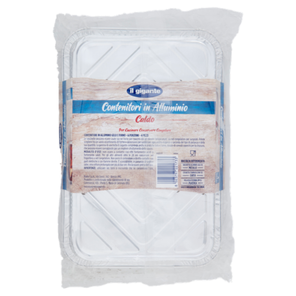 IL GIGANTE Contenitori in Alluminio Caldo 6 Porzioni 4 pz