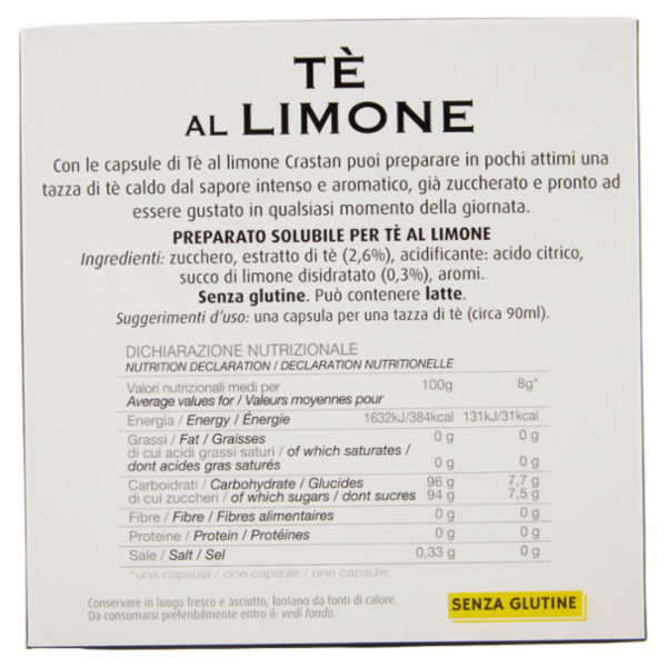 Crastan Tè al Limone Capsule Compatibili Nespresso 15 x 8 g