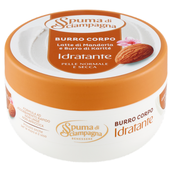 Spuma di Sciampagna Burro Corpo Latte di Mandorla e Burro di Karité Idratante 200 ml