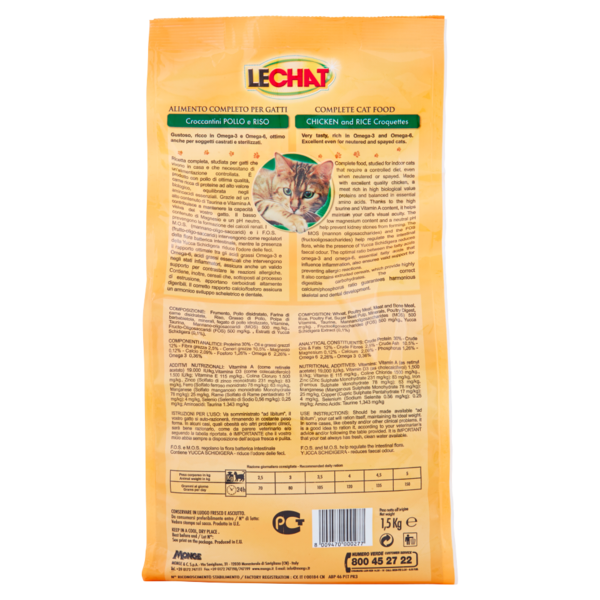 LeChat Croccantini Indoor Pollo Fresco e Riso 1,5 kg