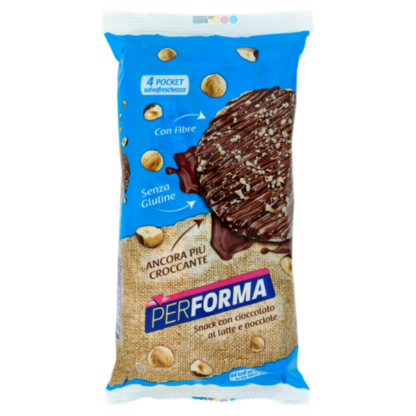 Performa Snack gallette con cioccolato al latte e nocciole, 84 kcal per snack - 8 x 17,75 g