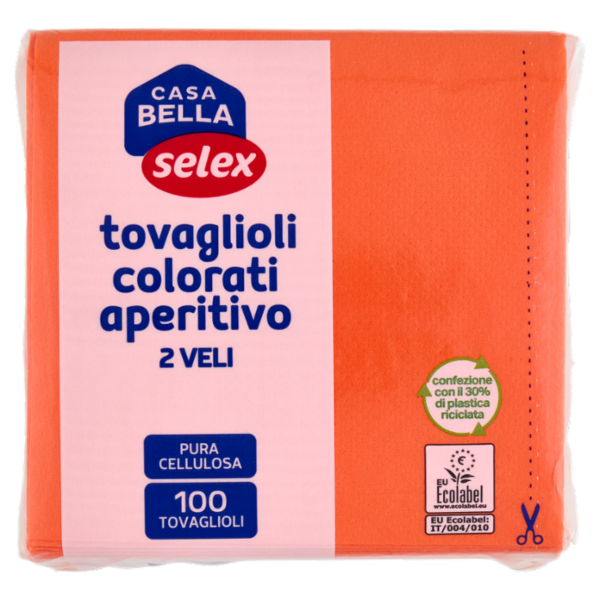 Selex Casa Bella Tovaglioli 2 Veli 25x25 cm Arancione 100 pezzi