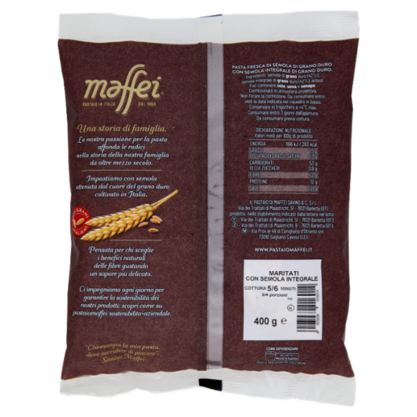 maffei Pasta Fresca di Semola di Grano Duro Maritati con Semola Integrale 400 g