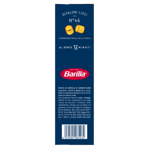 Barilla Pasta Ditaloni Lisci n.46 500g