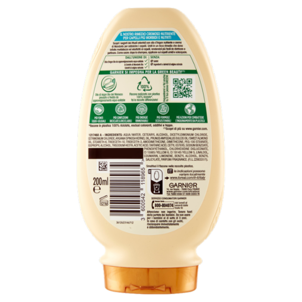 Garnier Ultra Dolce Balsamo capelli crema di Mandorla e Olio d'argan per capelli molto secchi, 200ml
