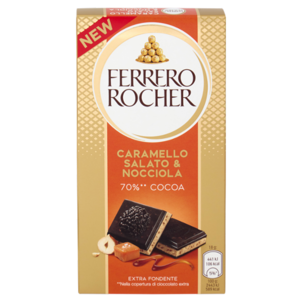 Ferrero Rocher Caramello Salato & Nocciola 70%** Cocoa Extra Fondente 90 g
