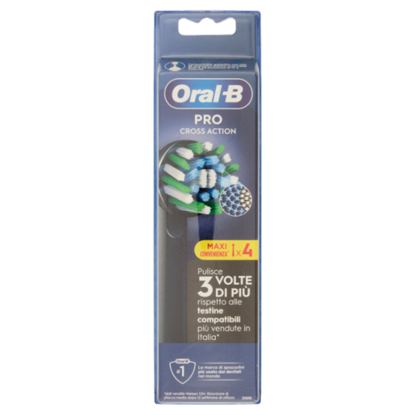 Oral-B Testine di Ricambio Pro Cross Action Nere Spazzolino Elettrico Denti Ricaricabile 4 pz