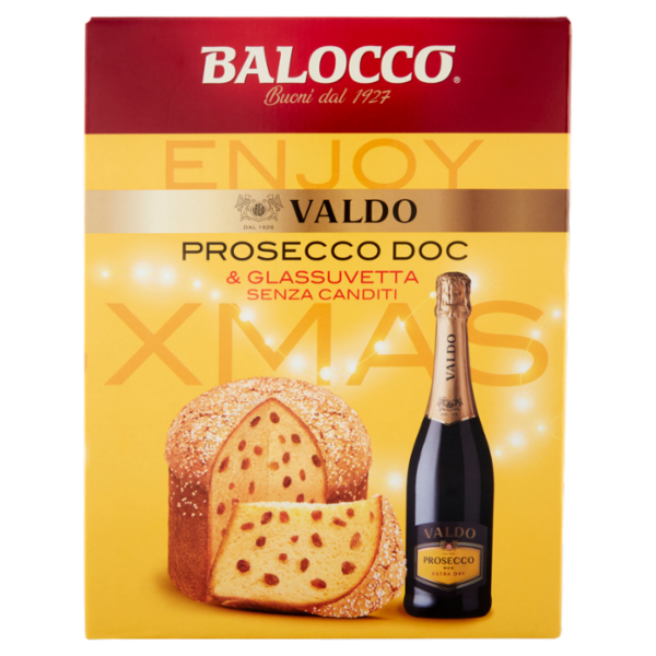 Balocco Enjoy Xmas Glassuvetta Senza Canditi 750 g & Valdo Prosecco DOC Extra Dry 75 cl