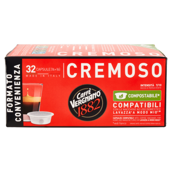 Caffè Vergnano 1882 Cremoso Compostabile** Capsule Compatibili Lavazza a Modo Mio* 32 x 7,5 g