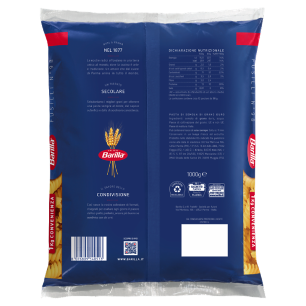 Barilla Pasta Fusilli n.98 CELLO CONV 1Kg