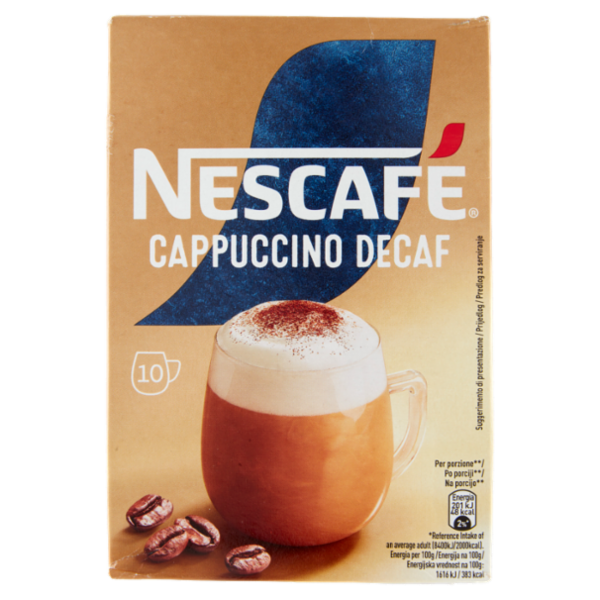NESCAFÉ Cappuccino Decaf Solubile Decaffeinato, 10 Bustine 125g