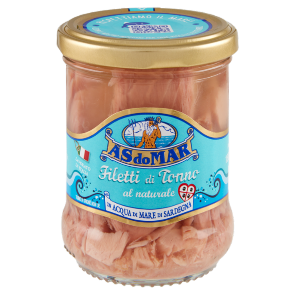 Asdomar Filetti di Tonno al naturale in Acqua di Mare di Sardegna 180 g
