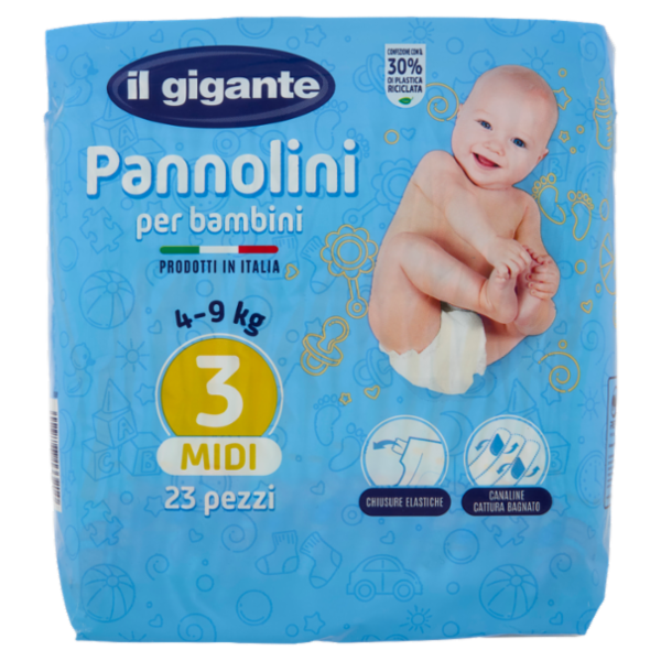 IL GIGANTE Pannolini per bambini 4-9 kg 3 Midi 23 pz