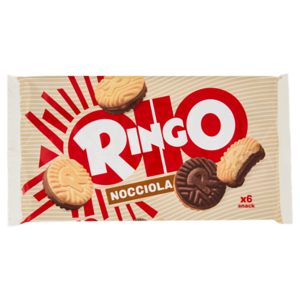 Ringo Nocciola Biscotti Farciti con Crema Nocciola e Cioccolato Snack merenda 6 porzioni 330g