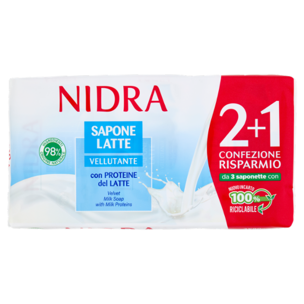 Nidra Sapone Latte Vellutante con Proteine del Latte 3 x 90 g