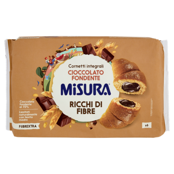 Misura Fibrextra 6 Cornetti integrali Cioccolato Fondente 308 g