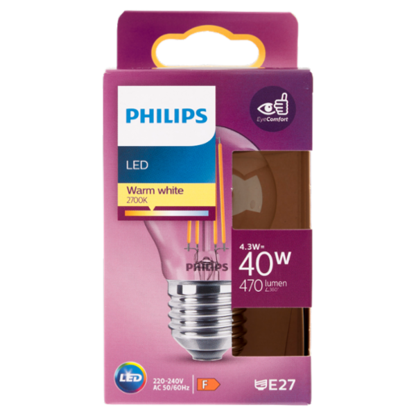 Philips Led sfera filamento 40W E27 2700K