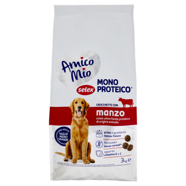 Selex Amico Mio Cane Crocchette con Manzo Mono Proteico 3 kg