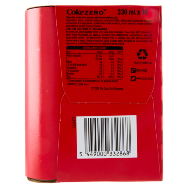 Coca-Cola ZERO lattina sleek 10 x 33cl