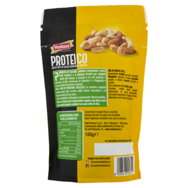 Ventura Proteico Mix di Frutta Secca Sgusciata Tostata 150 g