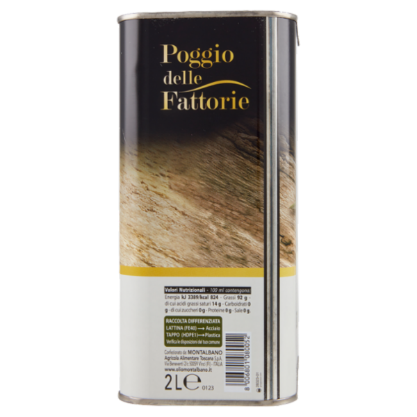 Poggio delle Fattorie Olio Extra Vergine di Oliva 100% Italiano Filtrato 2 L